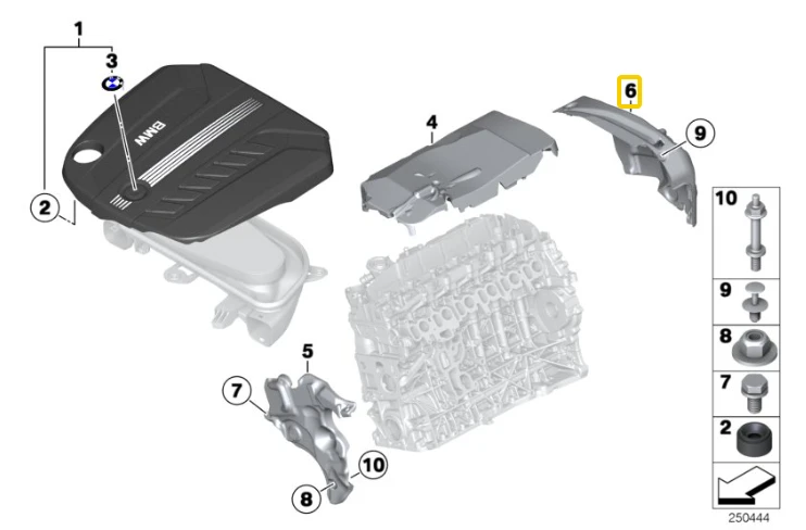 BMW F07 F10 F11 galinis akustinis dangtelis originalus 11147823218