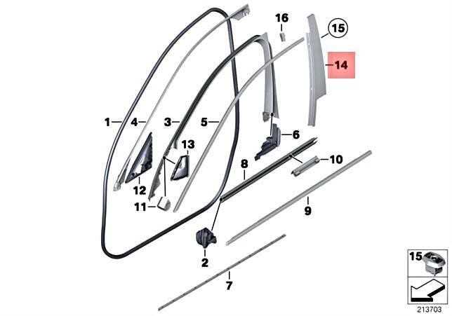 BMW F10 F11 Dangtis B Stulpelio Durų Priekinė Dešinė 2010-2017 Originalus 51335A56DF4