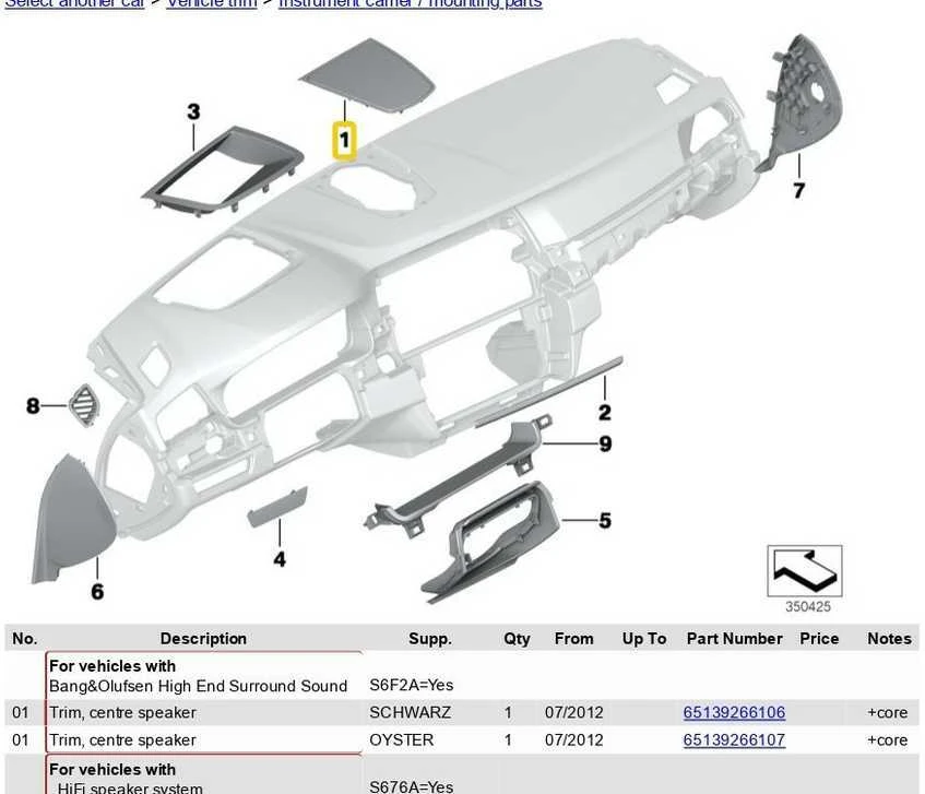 BMW F10 F11 F11 Tinklelio centrinio garsiakalbio apdaila 51459209781 Originali