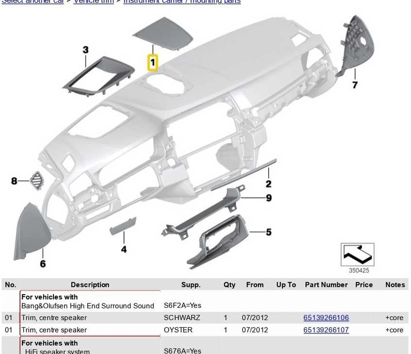 BMW F10 F11 F11 Tinklelio centrinio garsiakalbio apdaila 51459209781 Originali