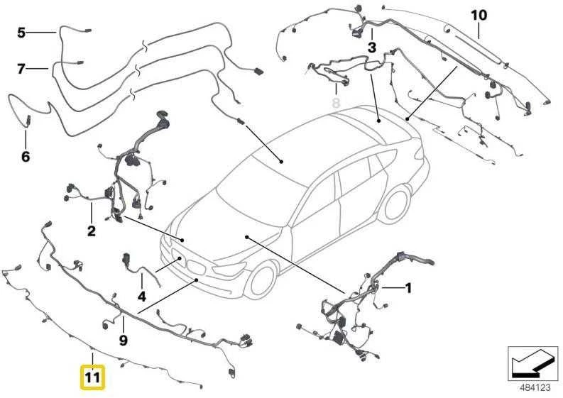 BMW F10 F11 LCI Priekiniai PDC Parkavimo Jutiklių Laidų Rinkinys 9286479 Originalus