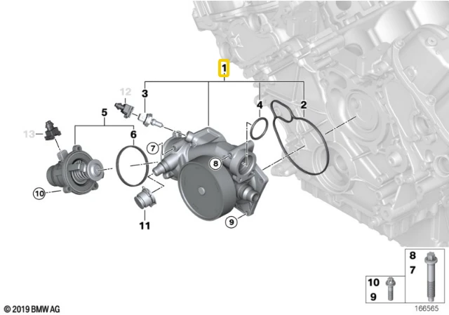 BMW F10 F12 Mechaninė aušinimo siurblys Originalus 11537843738