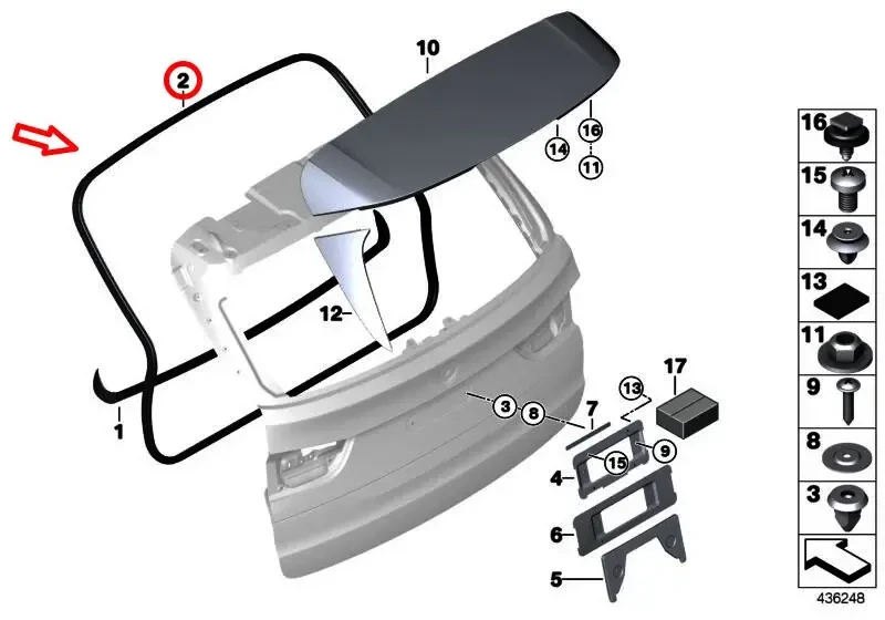 BMW F15 F85 bagažinės dangčio tarpiklis originalus 51767385847