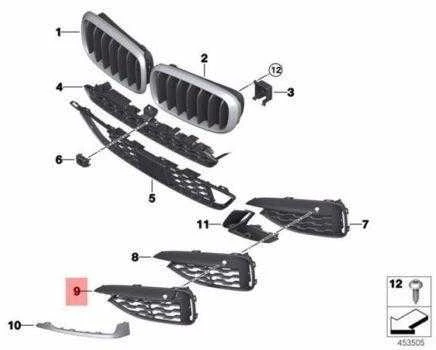 BMW F16 priekinis bamperis kairėje atidarytos M grotelės Originalus 51118069325