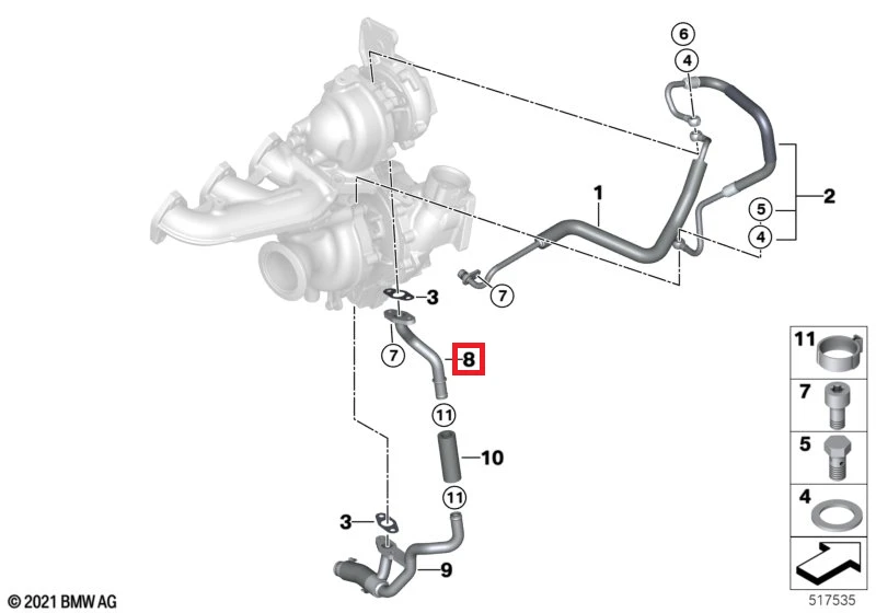 BMW F20 F21 Alyvos vamzdžio išleidimas Originalus 11428513623