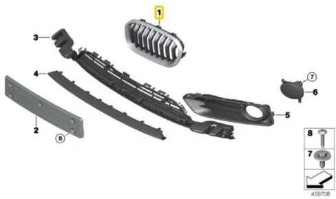 BMW F20 F21 Dešinės Pusės Grilė 2014 2018 Originalus 51137383770