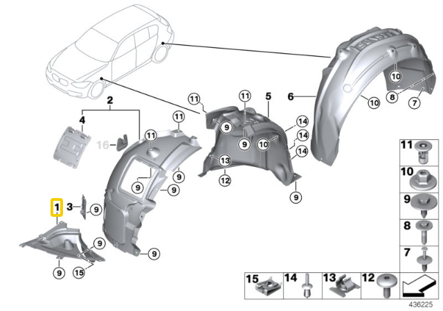 BMW F20 F21 Dešinysis Aparatinis Lipas Originalus 51717241848