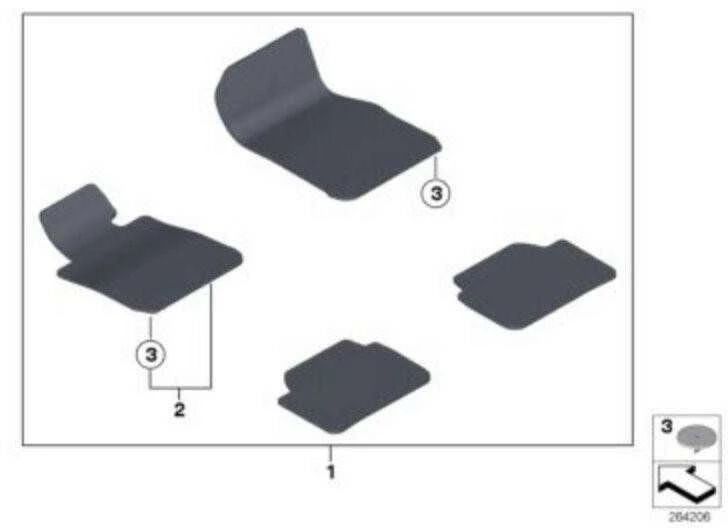 Bmw F20 F21 F22 F23 Fussmatte Velours Fahrerseite Originalus 51477294075
