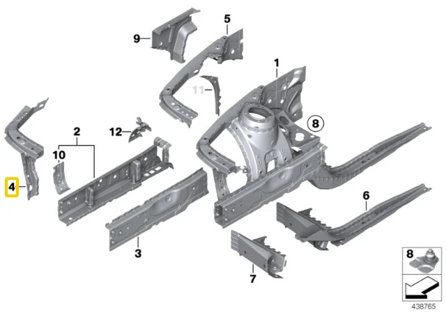 BMW F20 F21 F22 F30 F31 F32 F33 F34 F36 Variklio Stiprinimo Striūva Originalus 41007284102
