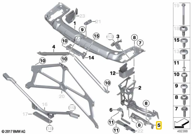 BMW F20 F21 F22 F30 Radiator Upper Left Bracket Originalus 51647266167