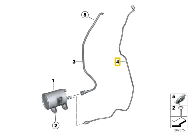 BMW F20 F21 F22 Filtras Charcoal Filter Breather Line Originalus 16137307891