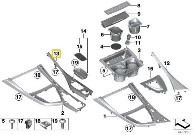BMW F20 F21 F22 Konsolės Dangtelis Originalus 51169207263