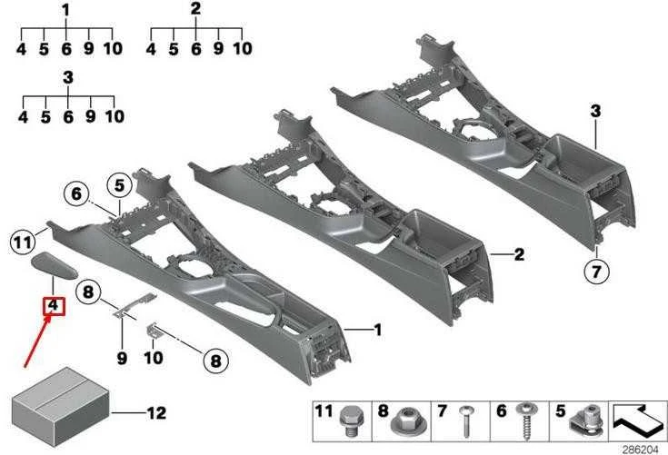 BMW F20 F21 F22 Vidurinės Konsolės Kulkšnies Atrama Originalus 51169266120