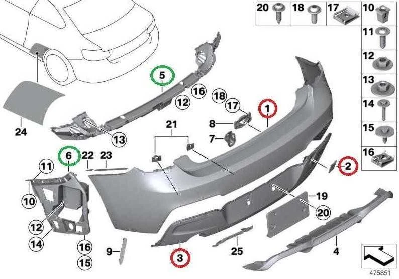 BMW F20 F21 Galinio Stiklo Įdėklas Originalus 51128060302