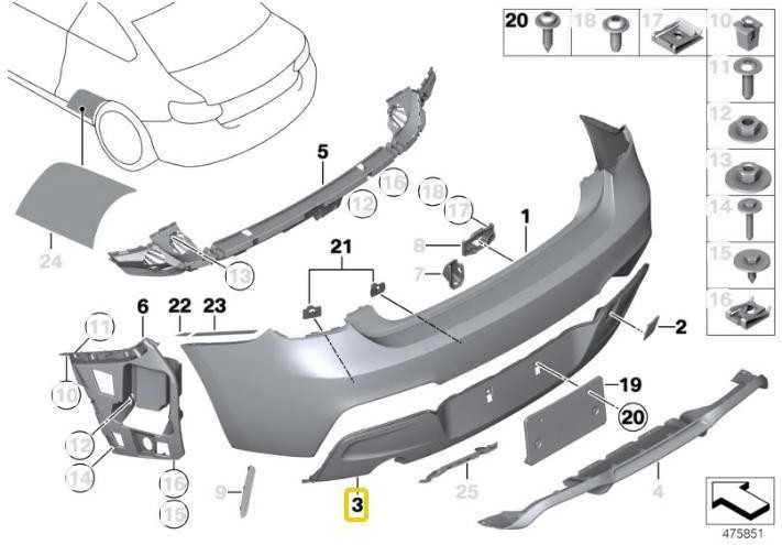 BMW F20 F21 Galinio Stiklo Įdėklas Originalus 51128051928
