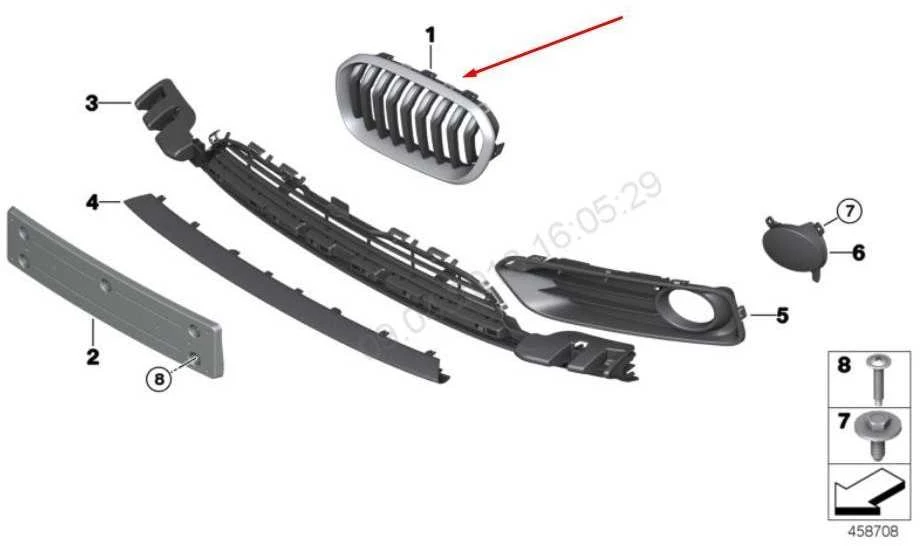 Bmw F20 F21 Lci Dešinės Pusės Grilis Originalus 51137371688