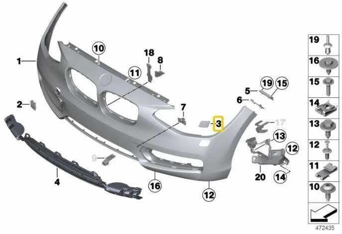 Bmw F20 F21 LCI Dešinysis Švieslentės Valytuvo Dangtelis Originalus 51117429724