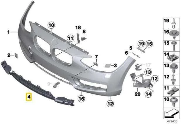 Bmw F20 F21 Lci Grilis Vidurys Apačioje Originalus 51117371737