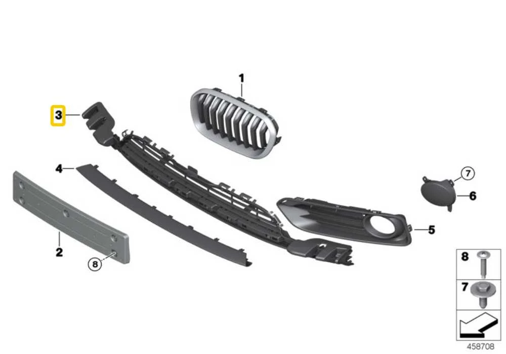 Bmw F20 F21 Lci Grilis Vidurys Apačioje Originalus 51117371737
