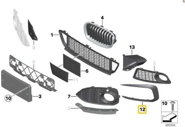 BMW F20 F21 priekinių grotelių apdailos užraktas kairėje pusėje originalus 51118070323