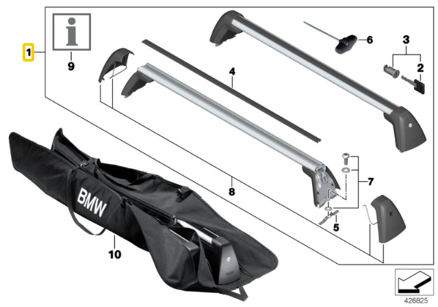 BMW F20 F21 Stogų Tvirtinimo Sistemos Komplektas Originalus 82712361813
