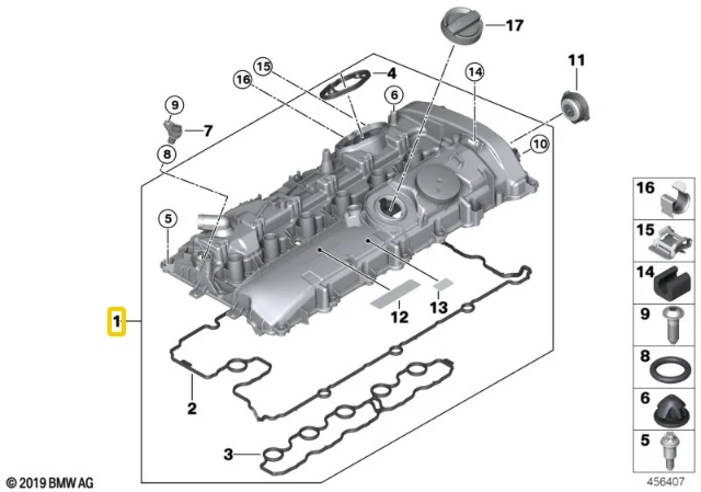 BMW F20 F31 F36 Cilindro Dangtelis Originalus 11127645173