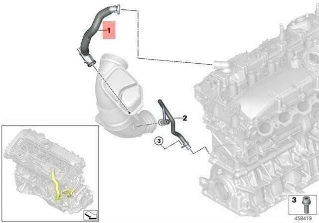 BMW F20N F21N F22 F23 F30N Karterio ventiliacijos vamzdelis 11157637521 Originalus