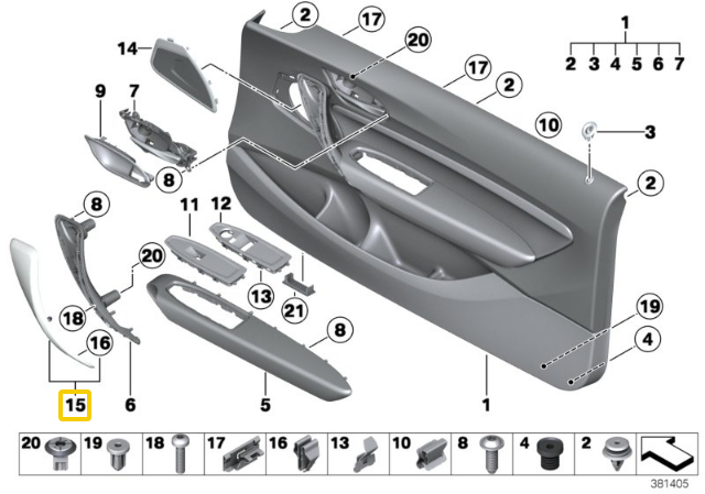 BMW F21 F22 F87 Dešinės Pusės Rankenos Apdangalas Originalus 51418063044