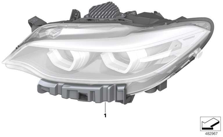 BMW F22 F22 F23 F87 218d 218i priekiniai žibintai LED AHL aukšti dešinieji originalūs 63117469784