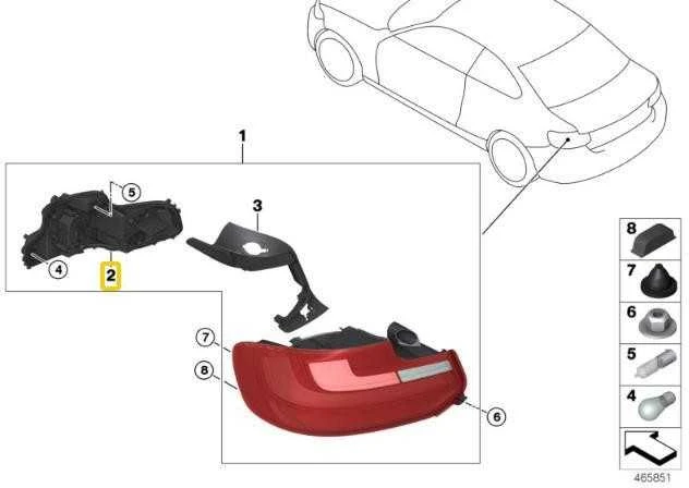 BMW F22 F22 F87 F23 lemputės lizdas kairysis originalus 63217370291