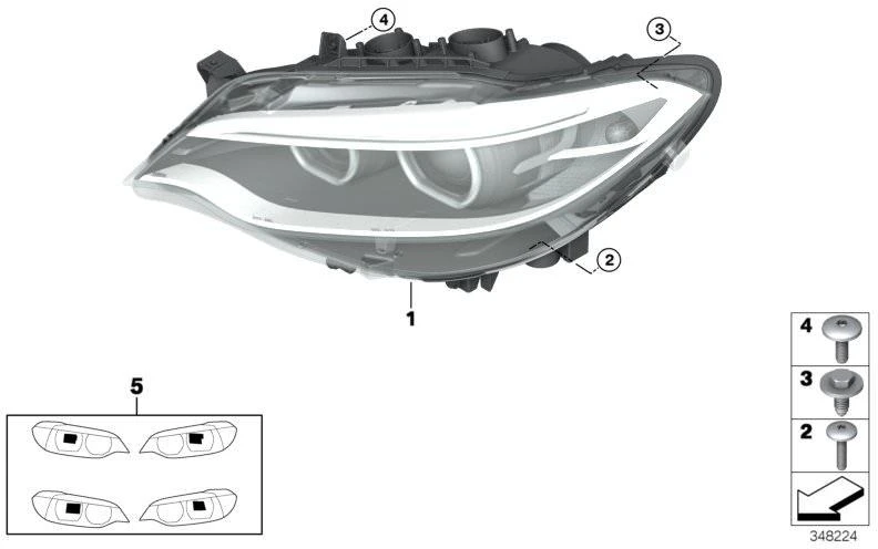 BMW F22 F23 218d 218i 220d 220dX 220i 225d Kairysis Žibintas Originalus 63117304467