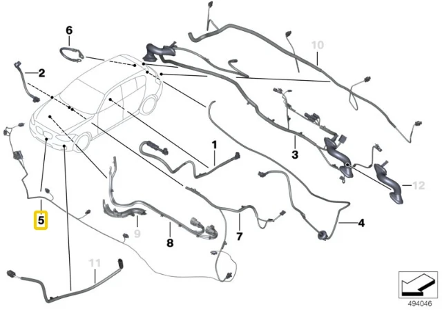 BMW F22 F87 F23 F80 Priekinio buferio kabeliai Originalūs 61126842044