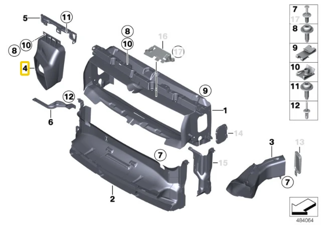 BMW F22 Radiator Kairysis Oro Šoninis Kanalas Originalus 51748061353