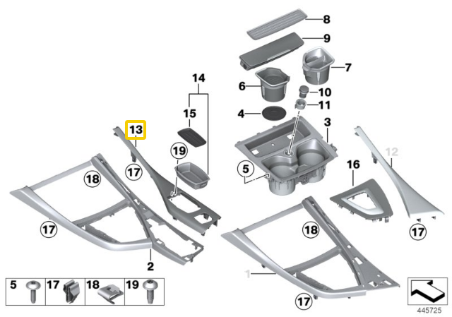 Bmw F23 Juoda Blizgiu Centrinis Konsolės Dekoras Originalus 51169343848