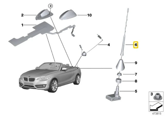 Bmw F23 Trumpas Antena Am Fm Originalus 65209277821