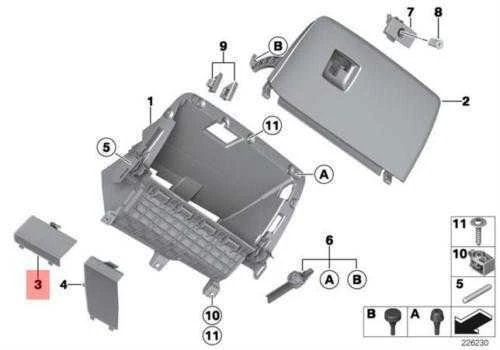 BMW F25 pirštinių dėžutės dangtelis Originalus 51169242090