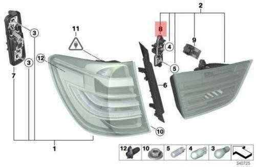 BMW F25 X3 2011-2017 Kairės arba dešinės pusės vidinės lemputės laikiklis liukui 6321728888199 Originalus