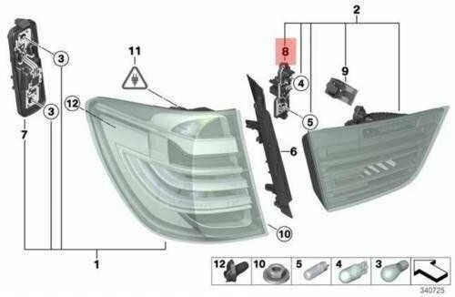 BMW F25 X3 2011-2017 Kairės arba dešinės pusės vidinės lemputės laikiklis liukui 6321728888199 Originalus