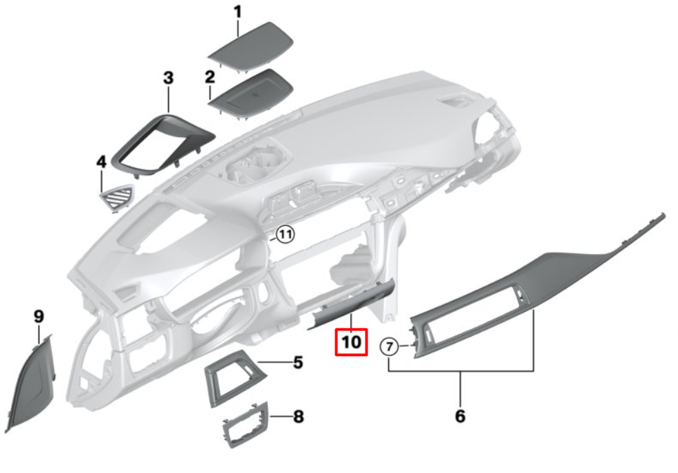 BMW F30 F31 F32 F32 F34 F36 INTERJERO CENTRINIS APATINIS DANGTELIS ORIGINALUS 51459241178