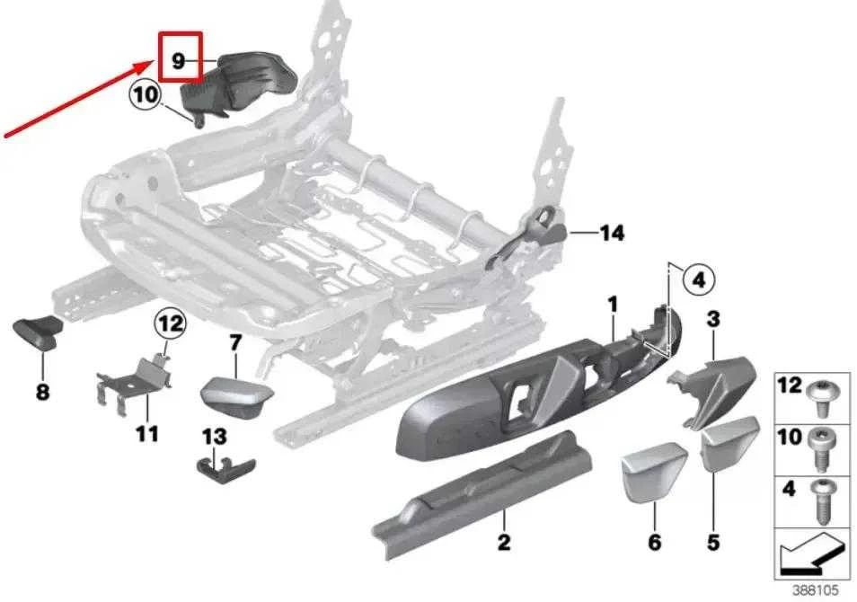 BMW F30 F31 F32 Sėdymo Vidinė Dešinė Originalus 52107308184