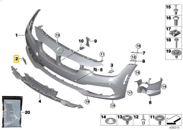 BMW F30 F31 LCI 3 SERIJA NAUJA ORIGINALI PRIEKINIO BUFERIO TRAUKIMO KABLIUKO AKSESUARAS 7396837