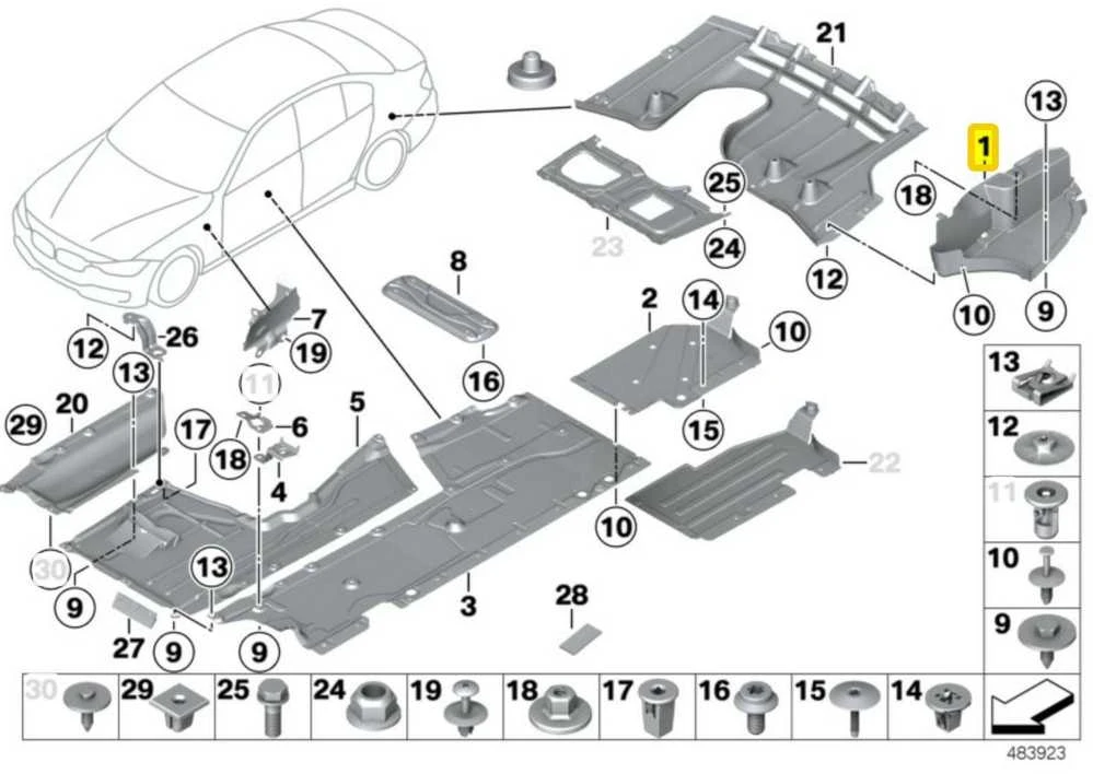 BMW F30 F80 M3 Galinio Kairio Poduonės Apsauga Originalus 51757258047