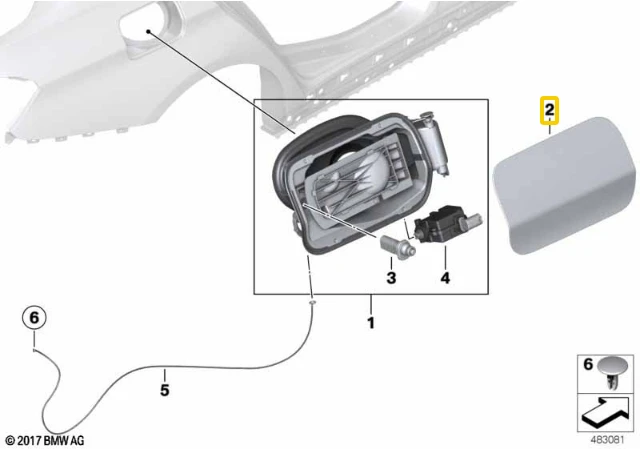 BMW F30 F80 paruoštas užpildymo sklendė originali 41007238058