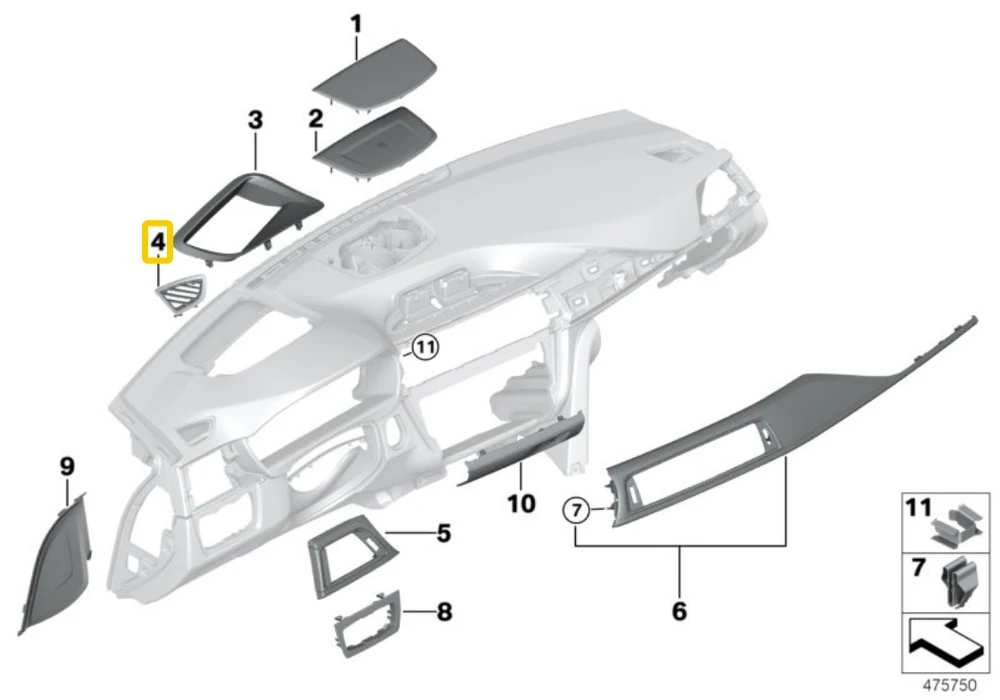 BMW F30 KAIRĖS PUSĖS LANGO DEFROSTERIO DANGTELIS ORIGINALUS 51459241139