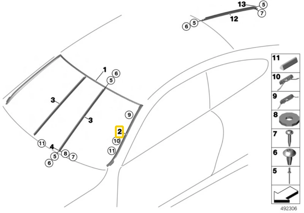 BMW F32 F32 F82 F36 Priekinio stiklo stiklo ir statramsčio apvado apdaila Tūrio dešinė originali 51317285928