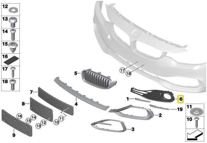 BMW F32 F33 F36 Dešinė Uždara Tinklo Originalus 51117294834