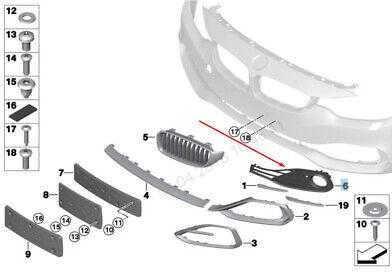 BMW F32 F33 F36 uždara tinklelio rūko žibintų grotelė O/S originali 51117309624