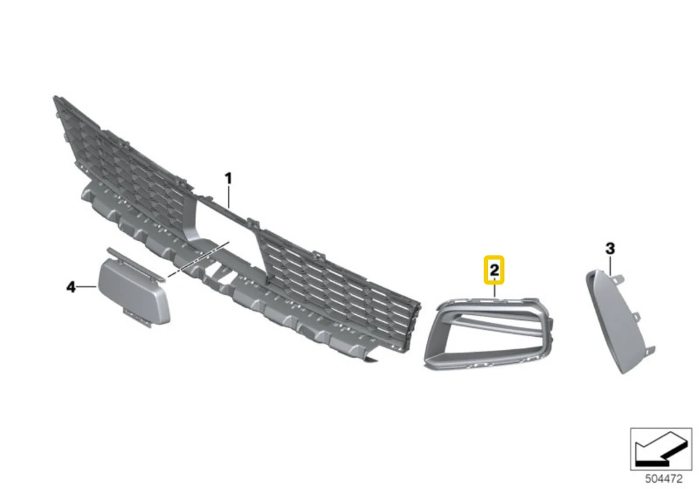 BMW F40 PRIEKINIO BAMPERIO APATINĖS ORO ĮSIURBIMO GROTELĖS DEŠINĖS ORIGINALIOS 51748075624