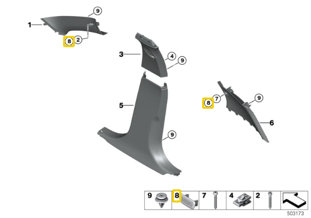 BMW E84 F11 F11 F25 F13 F31 oro pagalvės dangtelio dangtelis originalus 51437903774