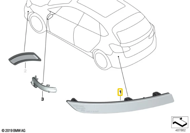 BMW F45 F46 2 SERIES M SPORT galinio bamperio dešinysis atšvaitas 63147850602 Originalus
